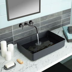 Black countertop basin spout