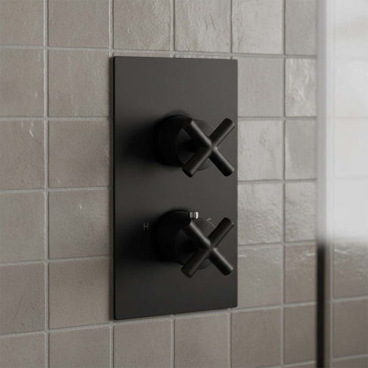 Matt Black Single Outlet Concealed Shower Mixer Valve - Ireland 1200