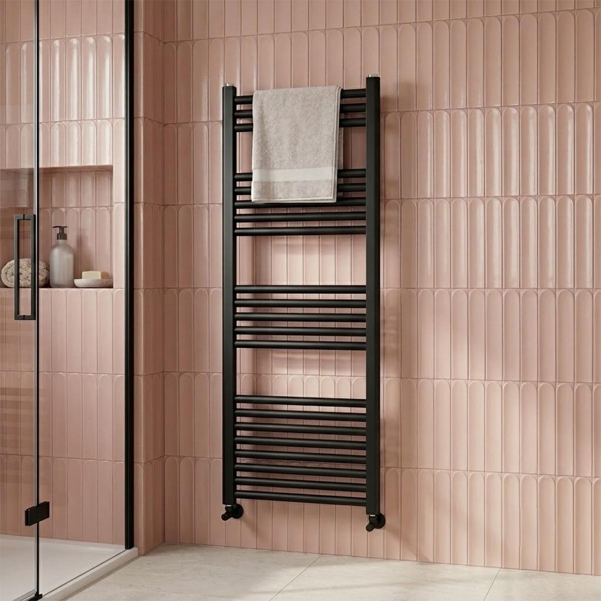Matt Black Tall Towel Radiator 1200mm  - Ireland 