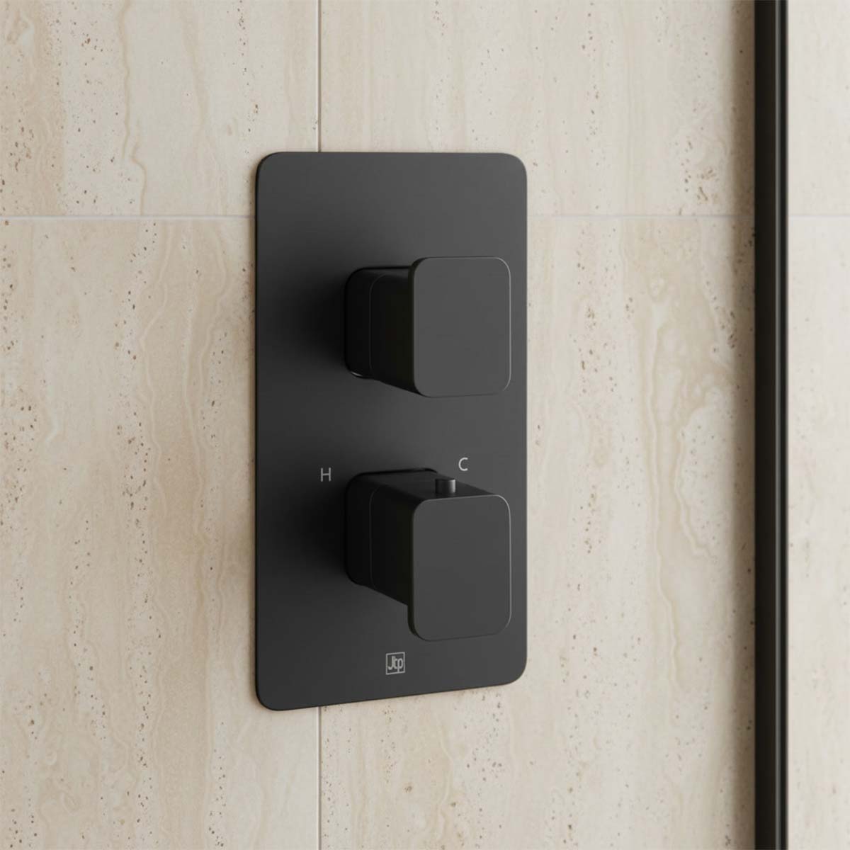Matt Black Thermostatic Concealed Shower Valve for 2 Outlets