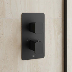 Matt Black Thermostatic Concealed Shower Valve for 2 Outlets