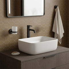 Matt Black Toothbrush Tumbler Holder and Single Towel Hook