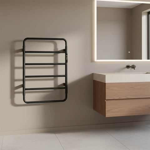 Matt black electric towel radiator - Ireland