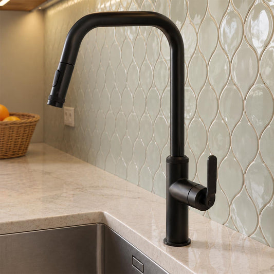 Matt black kitchen sink tap with pull out  in Ireland  1200