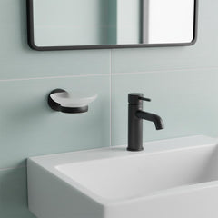 Matt black soap dish with frosted glass