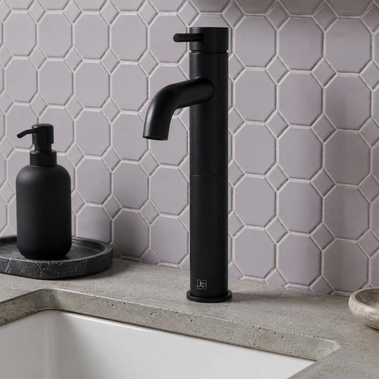 Matt black tall basin tap 1200