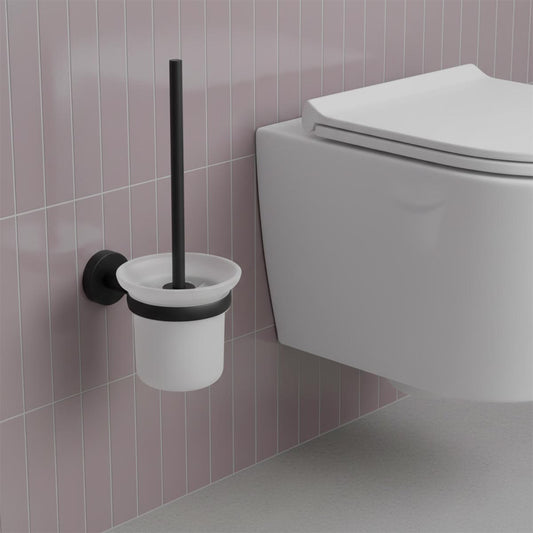 Matt black toilet brush holder