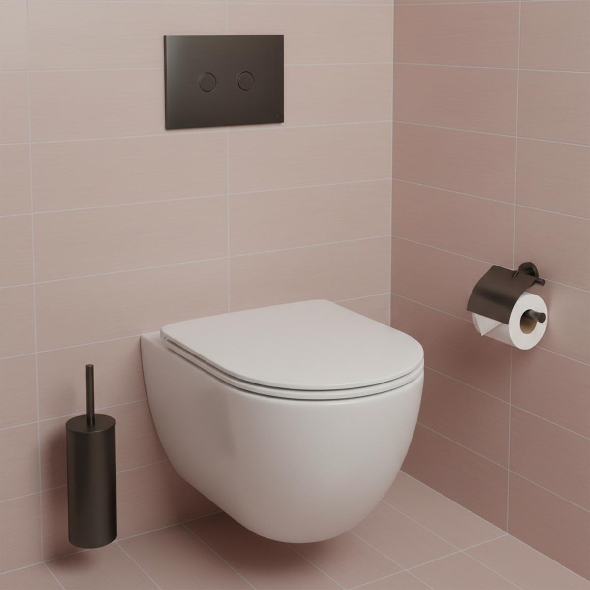 Matt black toilet flush plate