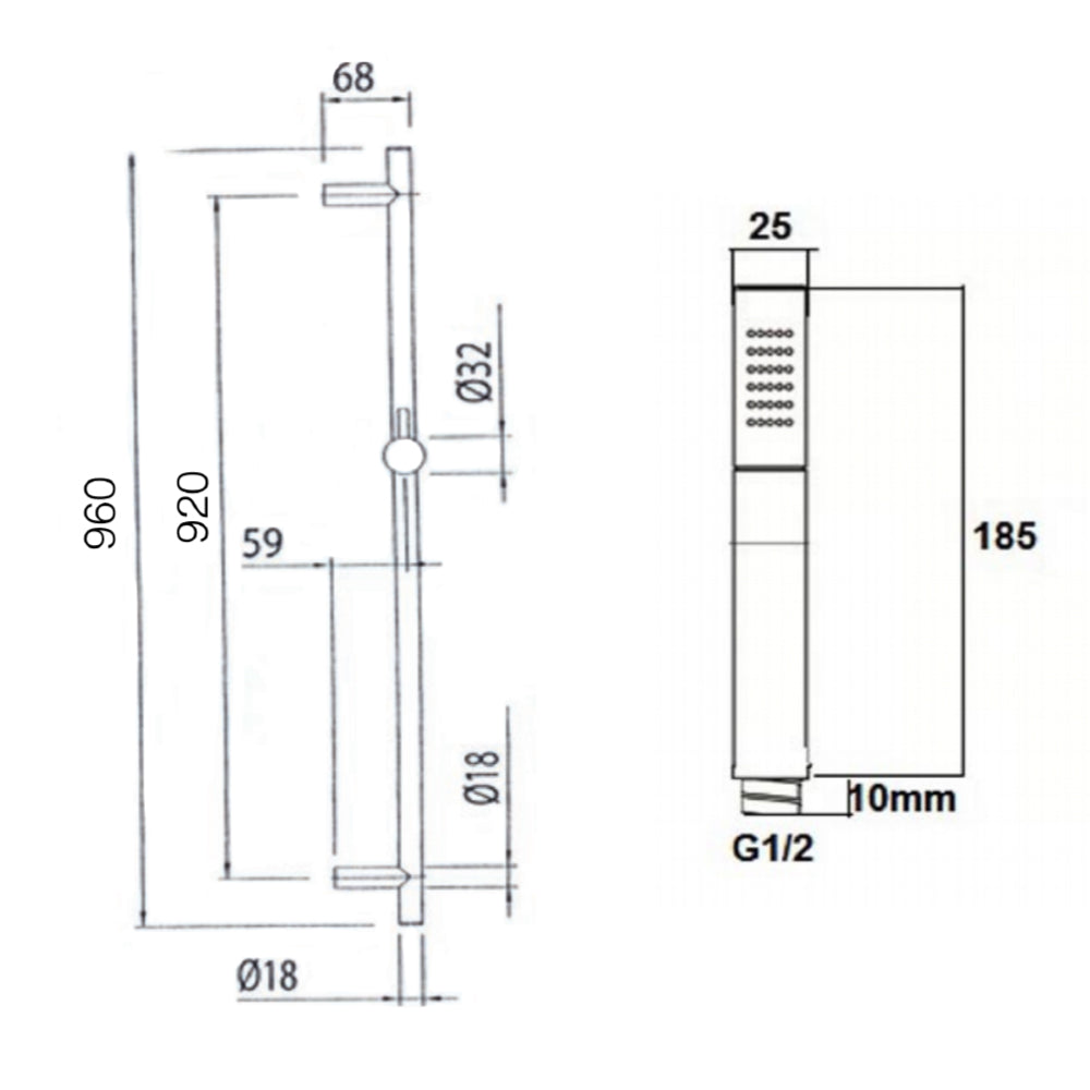 Minimalist Extra Long Shower Riser Rail