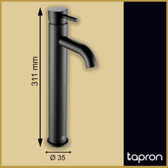 Black deck mounted sink tap - Dimension