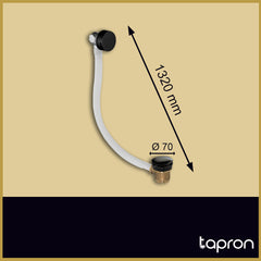 Black overflow bath filler waste - Dimension