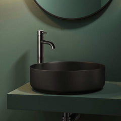 Brushed black single lever tall basin tap