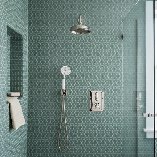 Nickel 200mm Traditional Shower Head Wall Mounted 1200