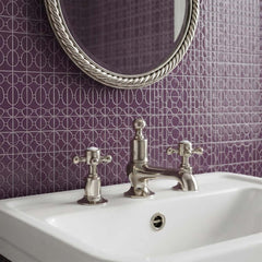 Nickel traditional deck-mounted long nose basin tap