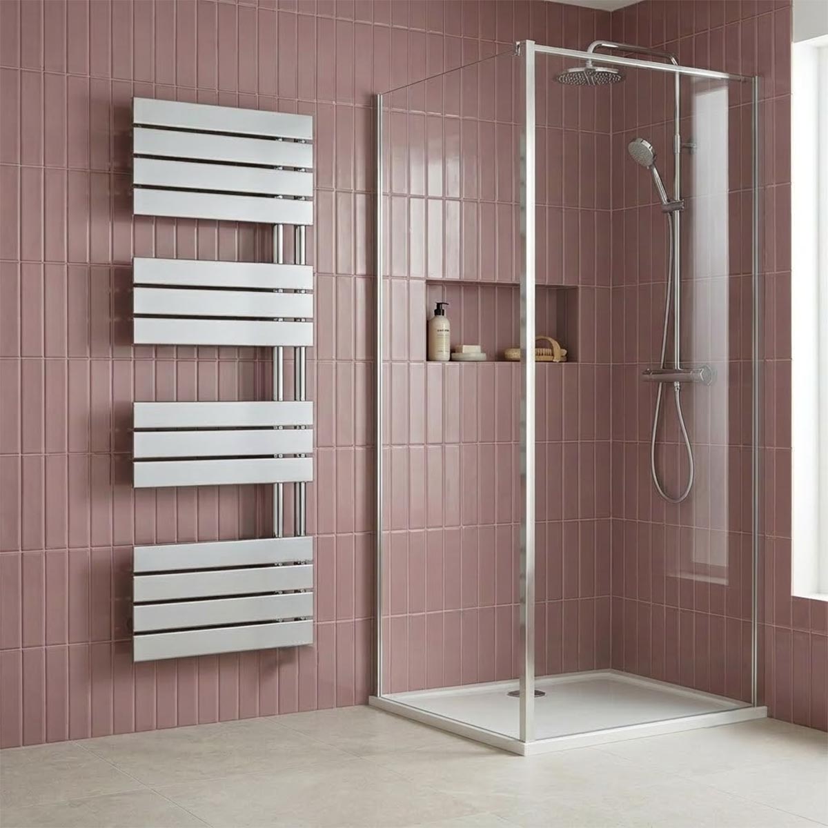 Open-Side Chrome Towel Radiator - 1400mm X 550mm
