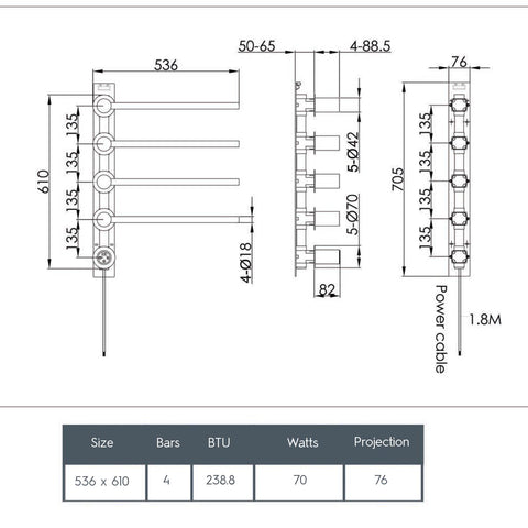 Electric towel warmer - Technical drawing