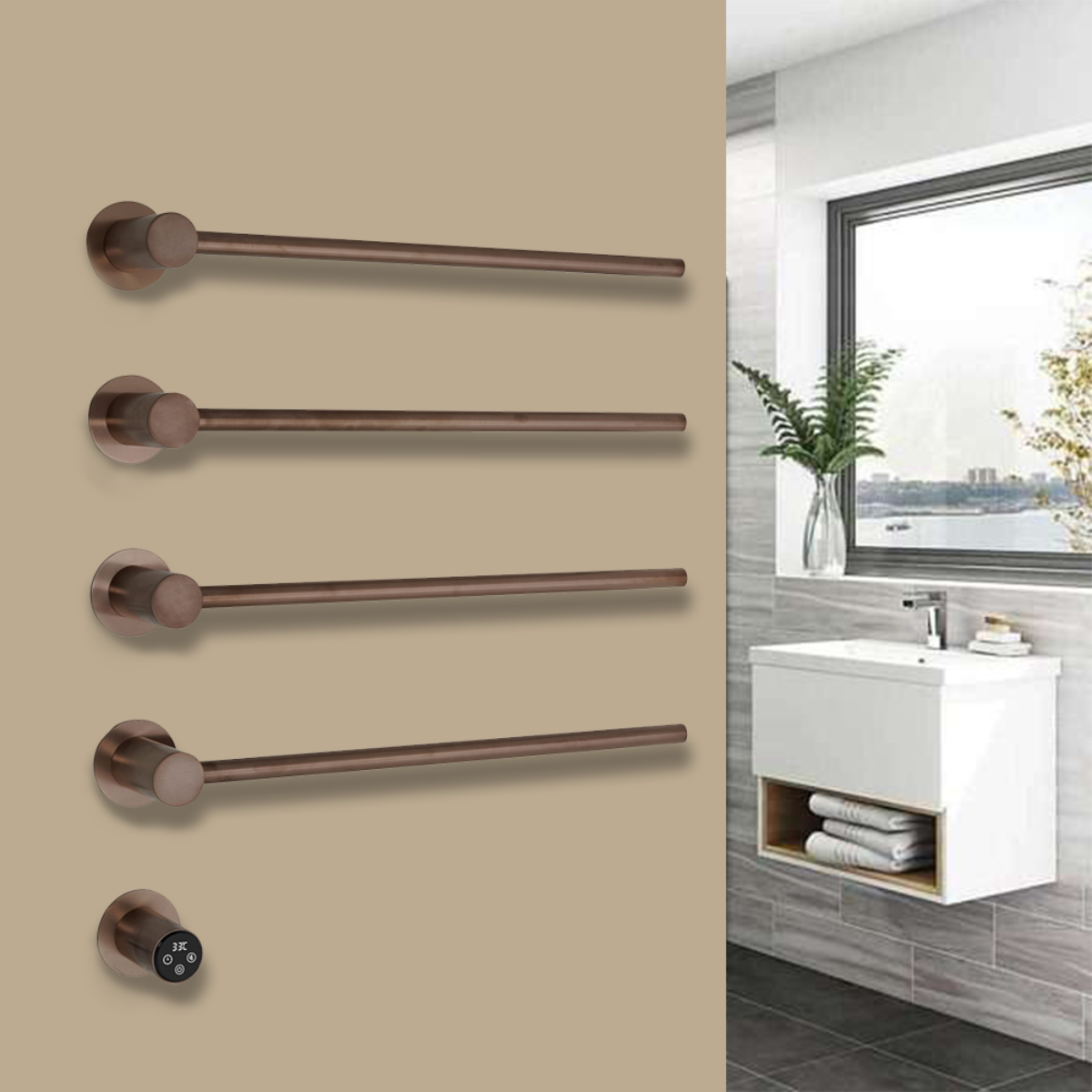 Brushed bronze towel radiator bars