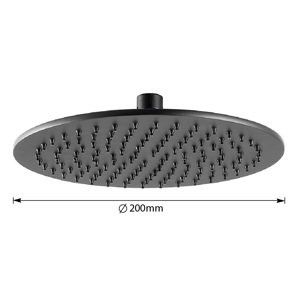 Round Fixed Shower Head, 250mm - Matt Black Finish - Tapron