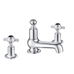 Pinch 3 Hole Deck Mounted Basin Mixer - Chrome with Black Indices