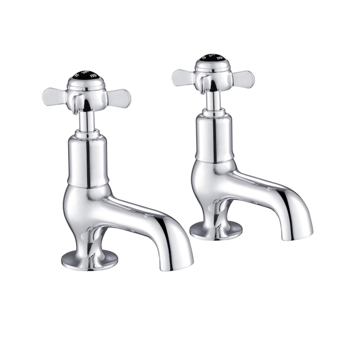 Pinch Traditional Basin Pillar Taps - Chrome with Black Indices