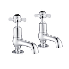 Pinch Traditional Basin Pillar Taps - Chrome with Black Indices