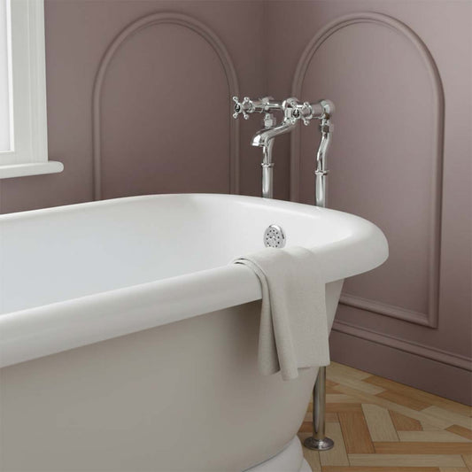 Polished chrome floor-mounted bath filler tap  1200
