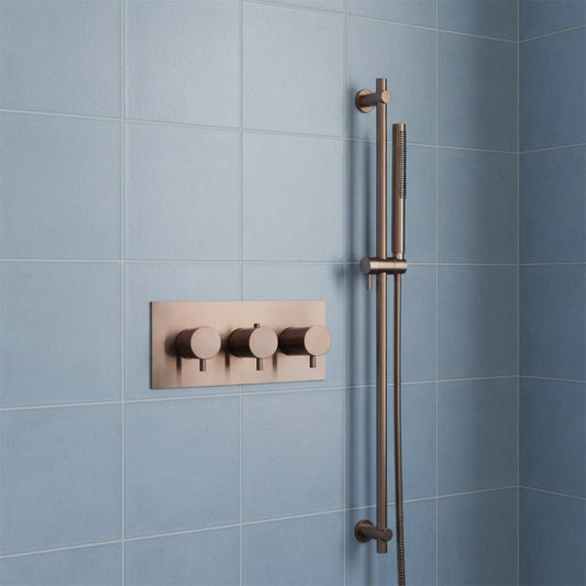 2 Outlet Concealed Thermostatic Mixer Valve - Brushed Bronze
