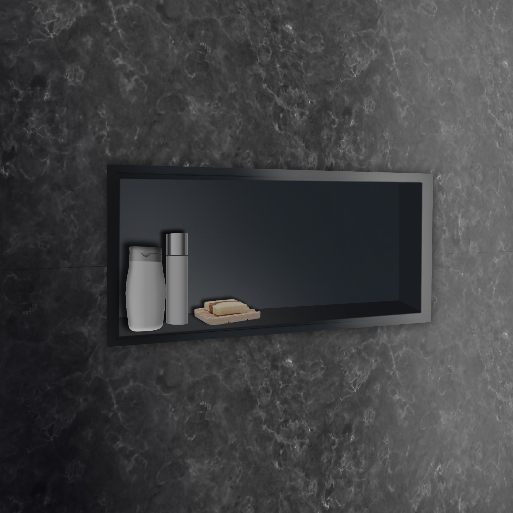 Matt Black Shower Niche 600x300