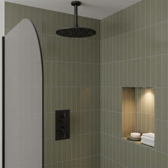 Round 200mm Fixed Shower Head - Matt Black  Ireland