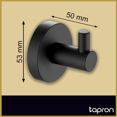 Matt Black Bathroom Robe Hook - Dimension