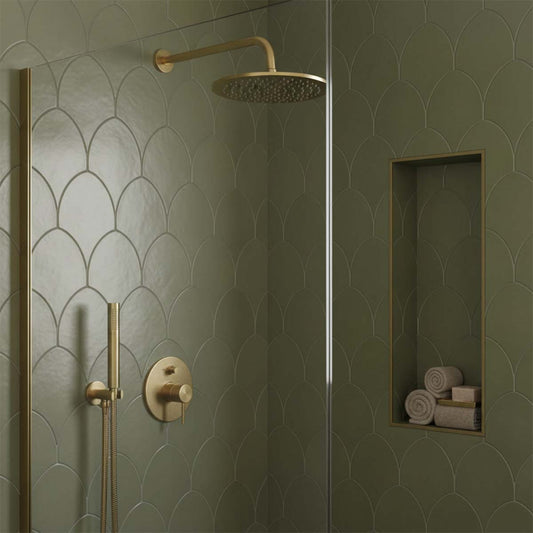 Round Shower Head 200mm - Brushed Brass  Ireland 1200