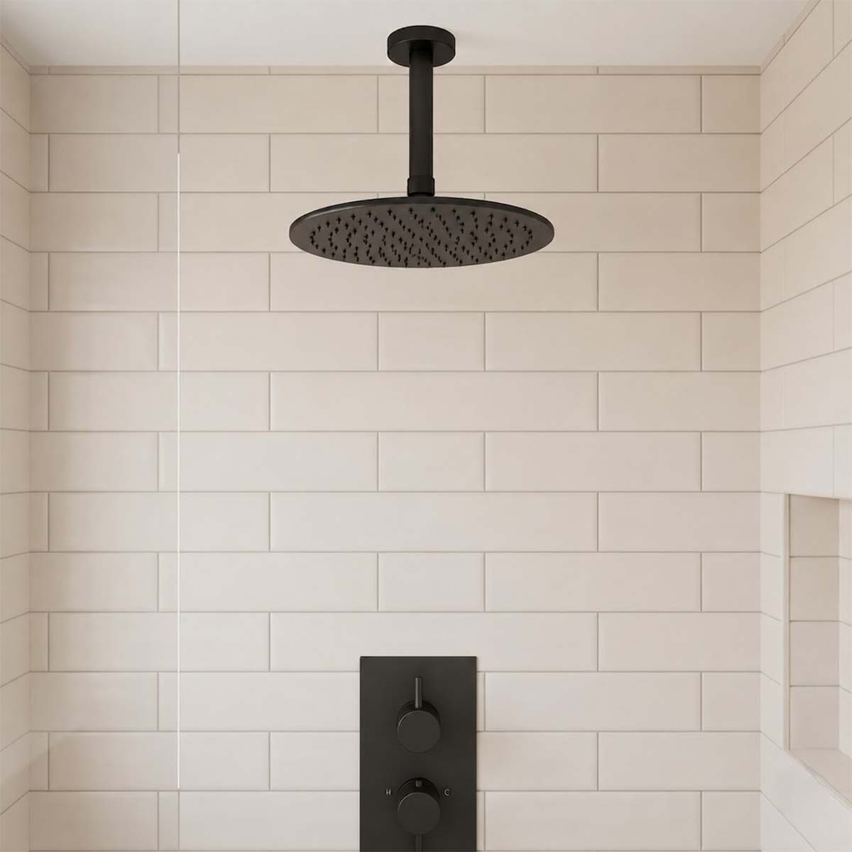 Round Shower Head 200mm - Matt Black Ireland