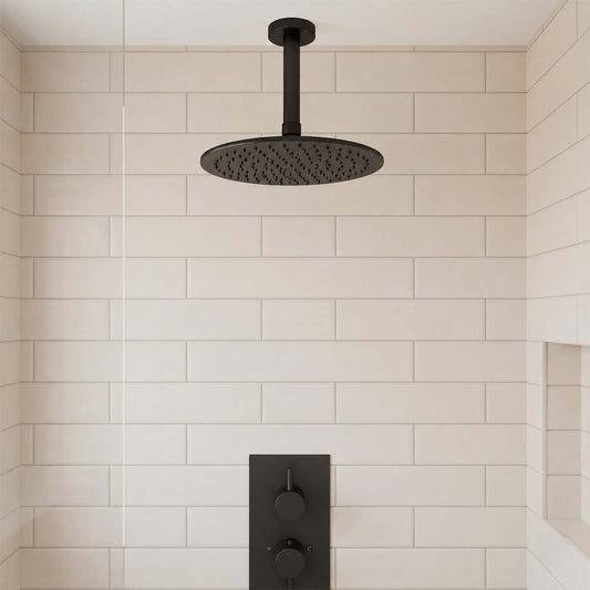 Round Shower Head 200mm - Matt Black Ireland 1200