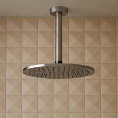 Round Shower Head 250mm With Ceiling Mounted Shower Arm 150mm - Brushed Black