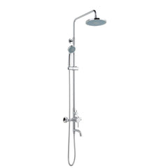 Round Thermostatic Bar Valve with Overhead Shower, Adjustable Riser and Shower Kit
