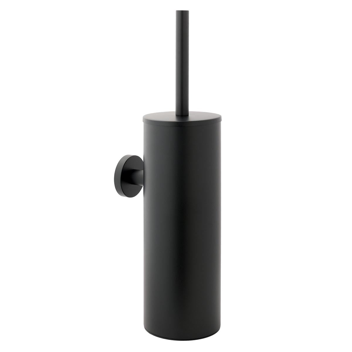 Round Toilet Brush Holder with Brush Set - Matt Black