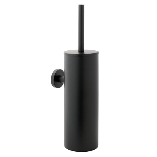 Round Toilet Brush Holder with Brush Set - Matt Black 1200