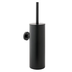 Round Toilet Brush Holder with Brush Set - Matt Black
