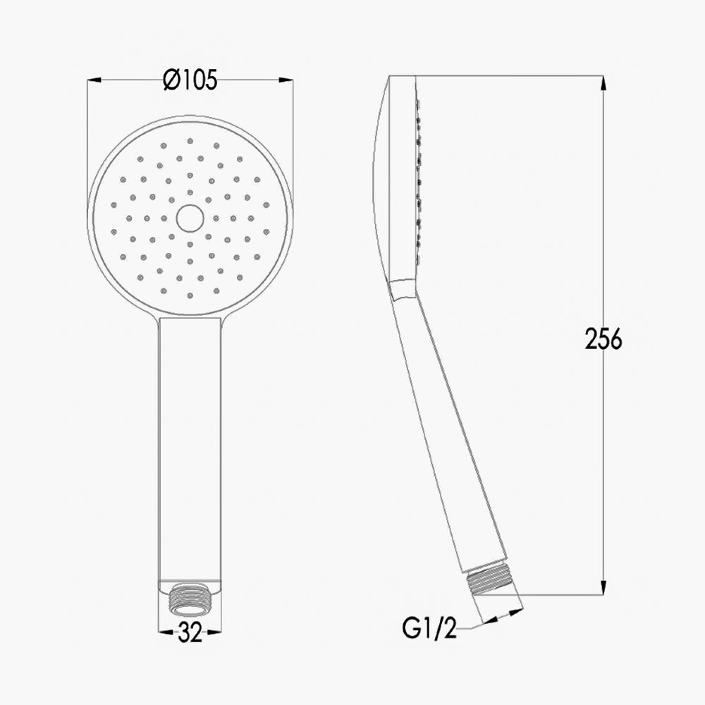 Shower Handset Technical Drawing