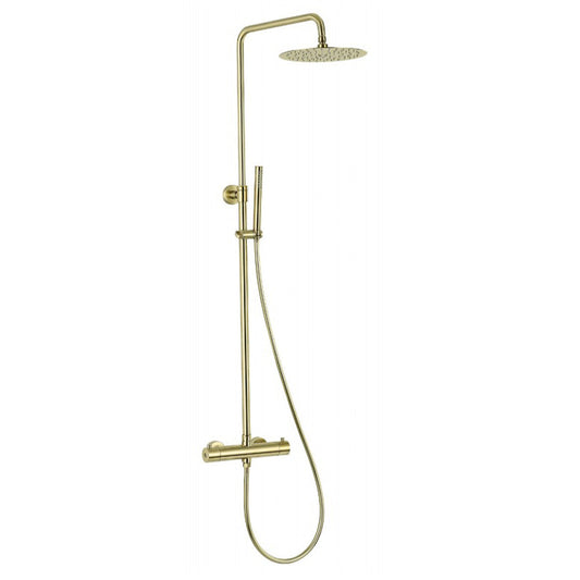 Thermostatic Shower Rigid Riser Kit with Vernet Sensor - Brushed Brass Finish