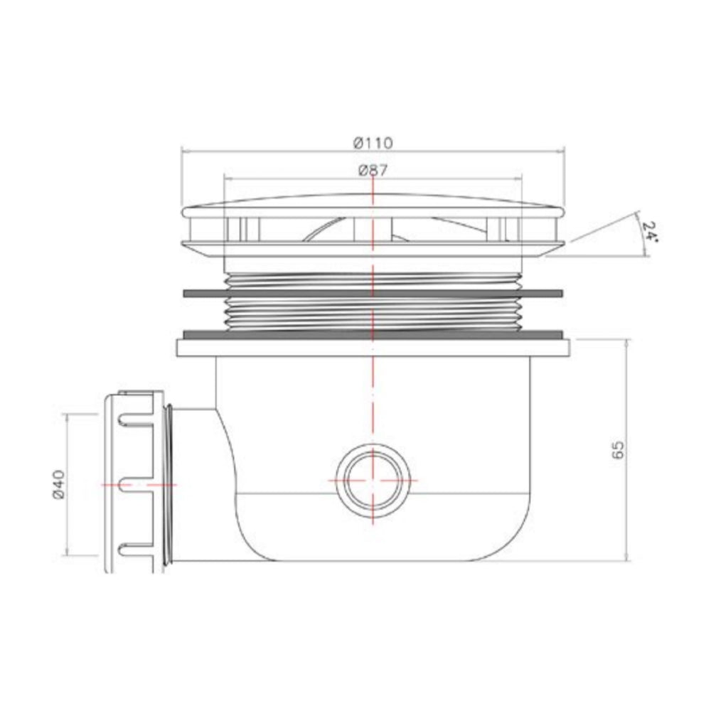 Slim Shower Waste Technical Drawing