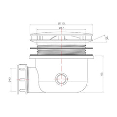 Slim Shower Waste - Technical Drawing