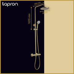 Gold Bath Shower Mixer Rigid Riser -Dimension