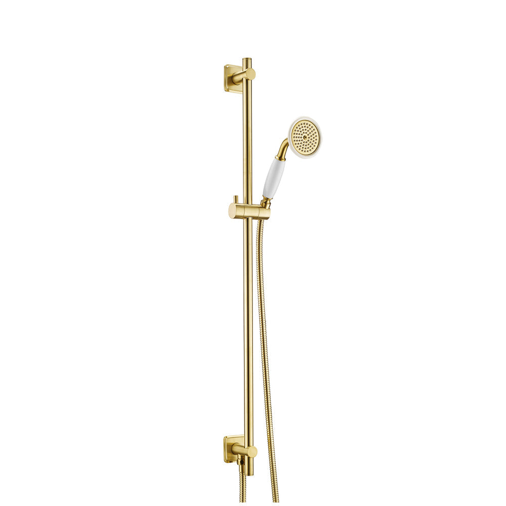 Rectangular Shower Riser Rail Brushed Brass Shower Riser Rail Kit | Shower Rail Kit | Tapron UK ...