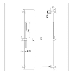  Shower Slider Rail Kit 900mm