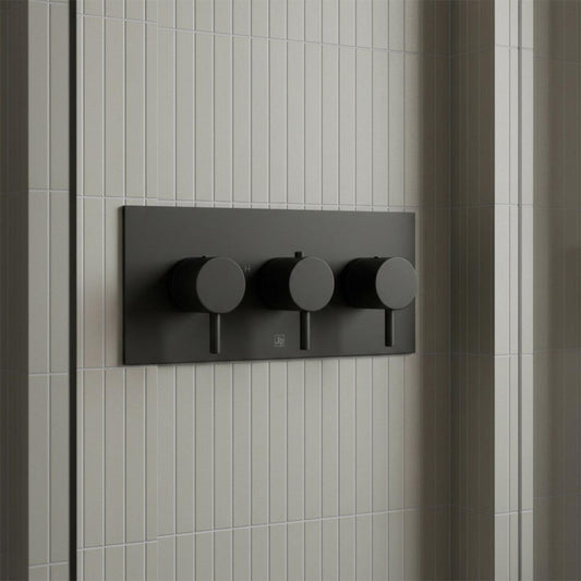Shower Valve 3 Outlet Thermostatic Concealed - Matt Black 1200