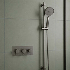 Slider Rail Shower Kit with Multi function Round Handset - Brushed Black