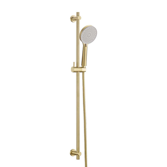 Slider Rail Shower Kit with Round Handset - Brushed Brass 1200