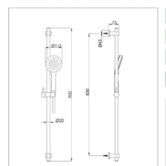 Slider Rail Shower Kit with Round Handset Ireland 