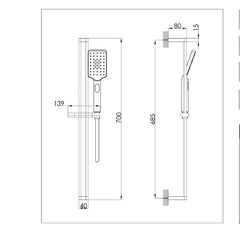 Slider Rail Shower with Multi-Function Shower Handset & Hose 